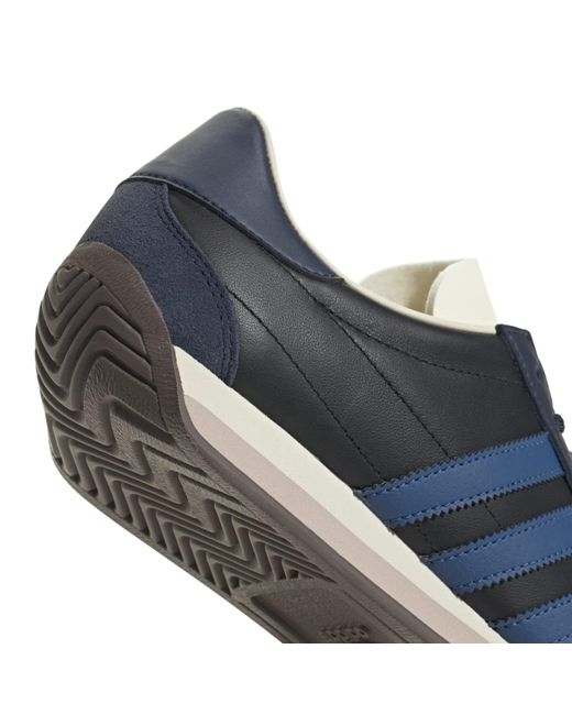 Adidas Originals Blue Leather Lace-Up Sneakers for men