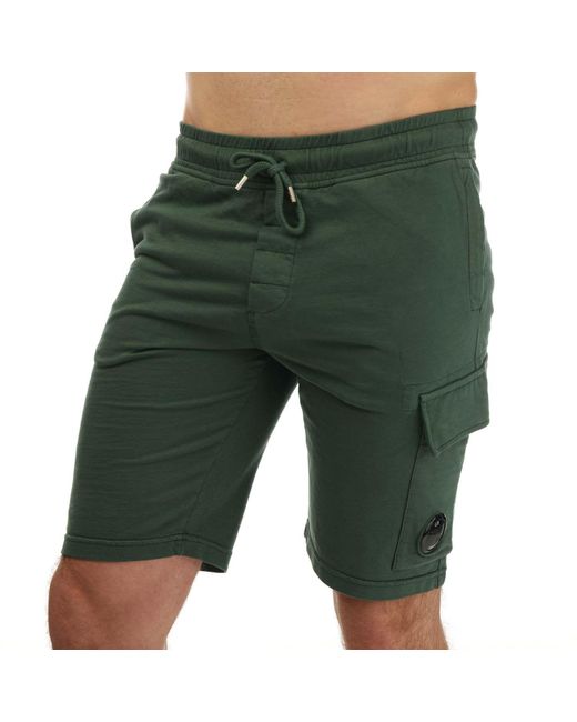 C P Company Green Light Fleece Utility Shorts for men