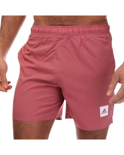 Adidas Red Solid Swim Shorts for men