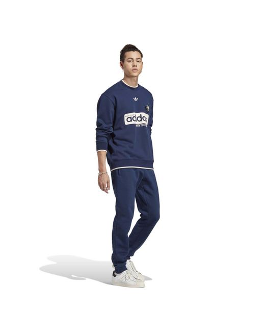 Adidas Originals Blue Blokepop Crewneck Sweatshirt for men