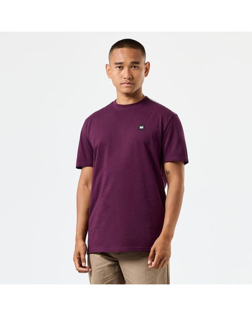 Weekend Offender Purple Diaz Check Detail T-Shirt for men