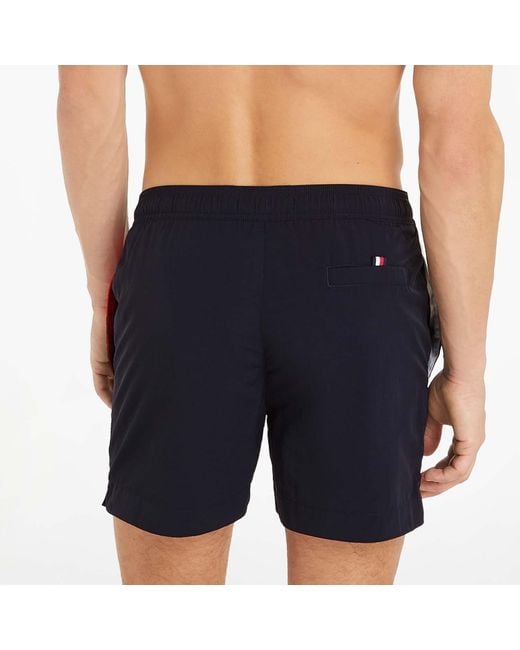 Tommy Hilfiger Blue Flag Mid Length Swim Shorts for men