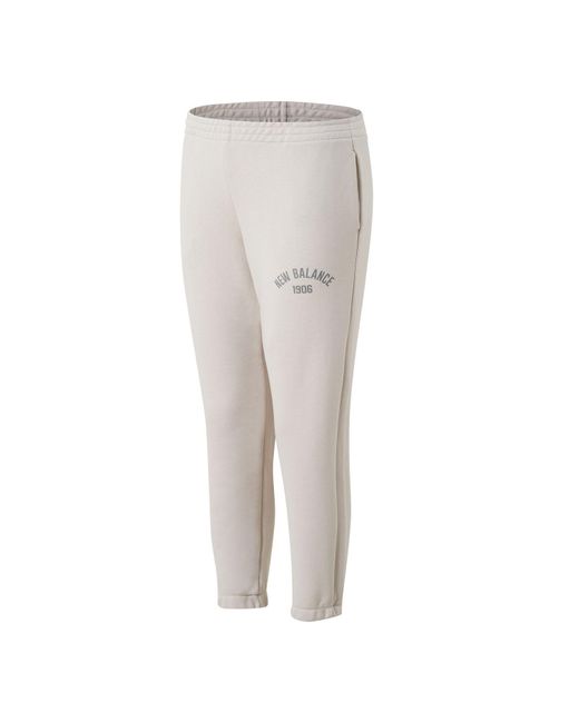 New Balance Gray Essentials Varsity Fleece Pants for men