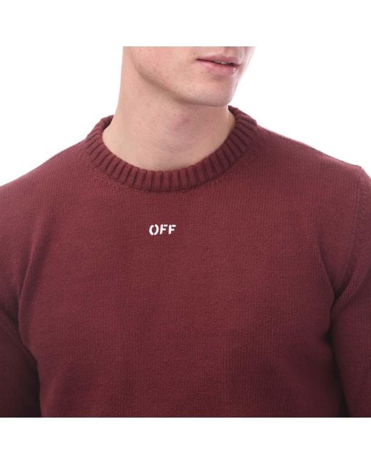 Off-White c/o Virgil Abloh Red Diagonal Arrow Knit Crewneck Sweater for men