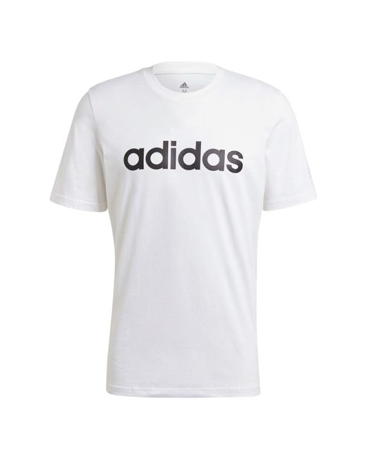 Adidas White Essentials Embroidered Linear Logo T-shirt for men