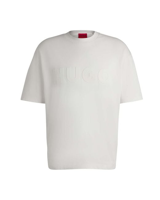 HUGO White Dinkee Tonal Logo T-shirt for men