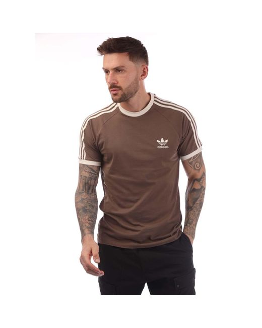 Adidas Originals Brown 3-Stripes T-Shirt for men