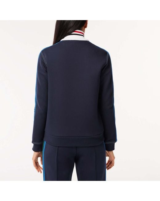 Lacoste Blue Paris French Made Stripe Collar Zipped Sweatshirt