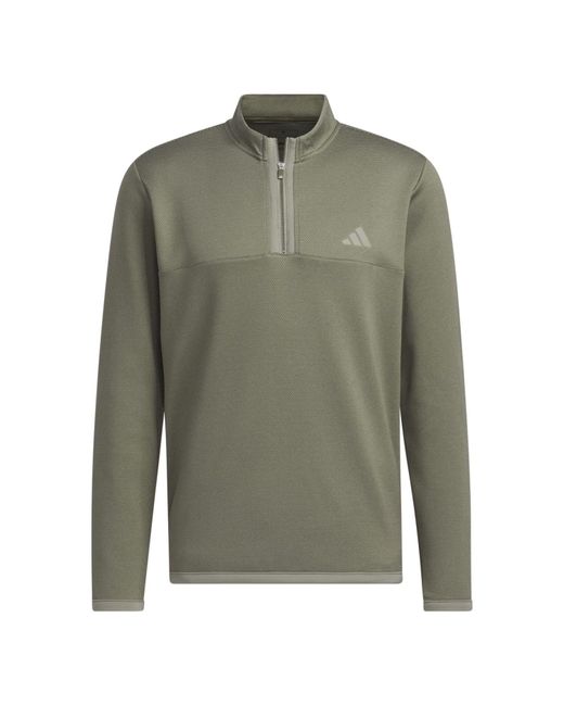 Adidas Green Golf Microdot Quarter Zip Pullover for men