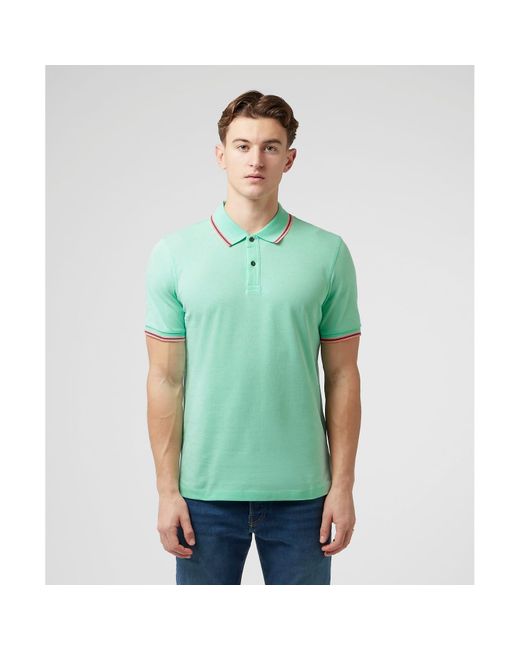 Scotch & Soda Green Tipped Short Sleeve Polo Shirt for men