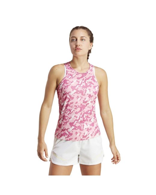 Adidas Pink Printed Racerback Running Tank