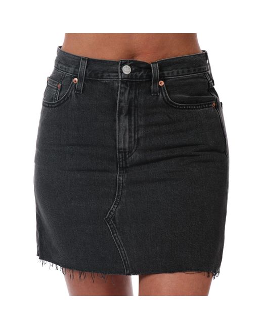 Levi's Black High Rise Deconstructed Iconic Skirt