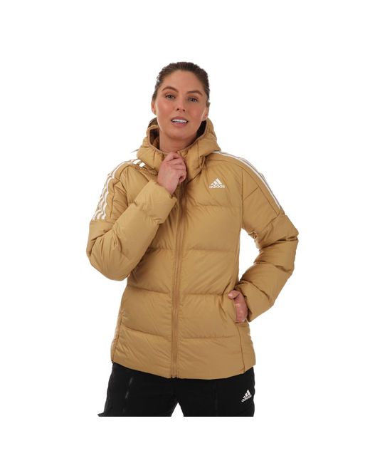 adidas Essentials Midweight Down Hooded Jacket in Natural Lyst UK