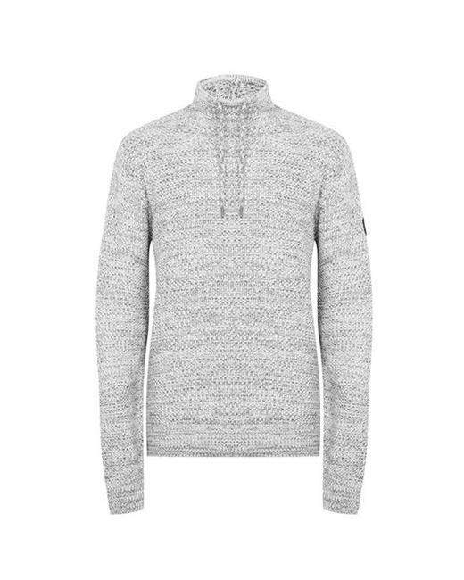 Firetrap Gray Cowl Neck Knitted Sweatshirt for men