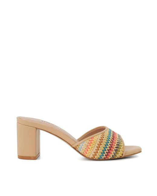Dune Natural Multicolour Crochet Mule Sandals Size 8