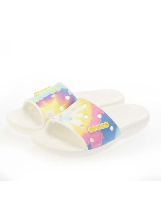 CROCSTM White Adults Classic Tiedye Slide Sandals