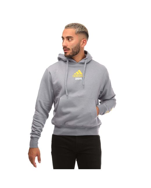 Adidas Gray Graphic Hoodie for men