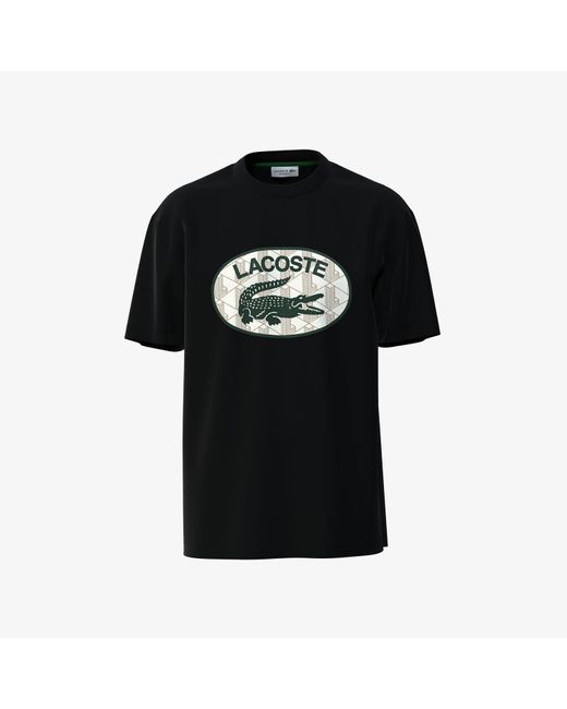 Lacoste Black Regular Fit Branded Monogram Print T-shirt for men
