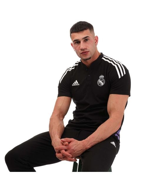 Adidas Black Real Madrid 2022/23 Training Polo Shirt for men
