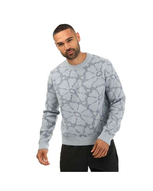 WOOD WOOD Blue Spencer Crewneck Knitted Sweatshirt for men