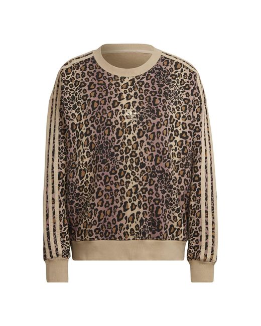 adidas Originals Leopard Print Crew Sweatshirt in Black Lyst UK