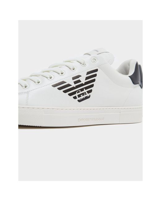 EA7 White Low Top Shiny Logo Trainers for men