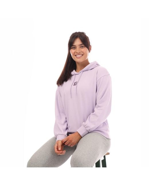 Timberland Purple Ladies Stacked Logo Loop Back Hoodie