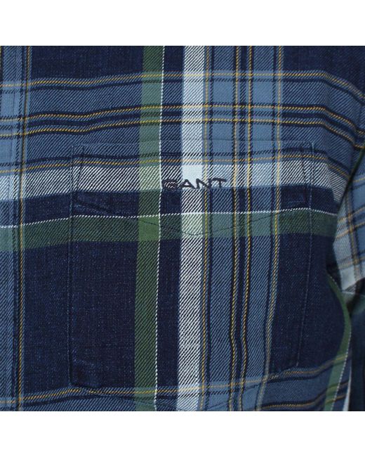 Gant Blue Regular Fit Twill Check Shirt for men