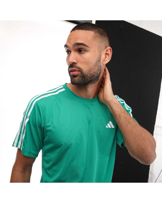 Adidas Green Base 3 Stripes T-shirt for men