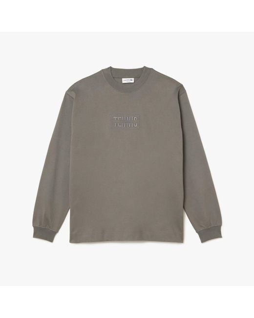 Lacoste Gray Long Sleeve Loose Fit Cotton T-shirt for men