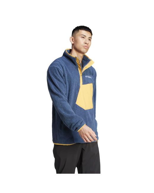 Adidas Blue Terrex Xploric High-pile Fleece Pullover for men