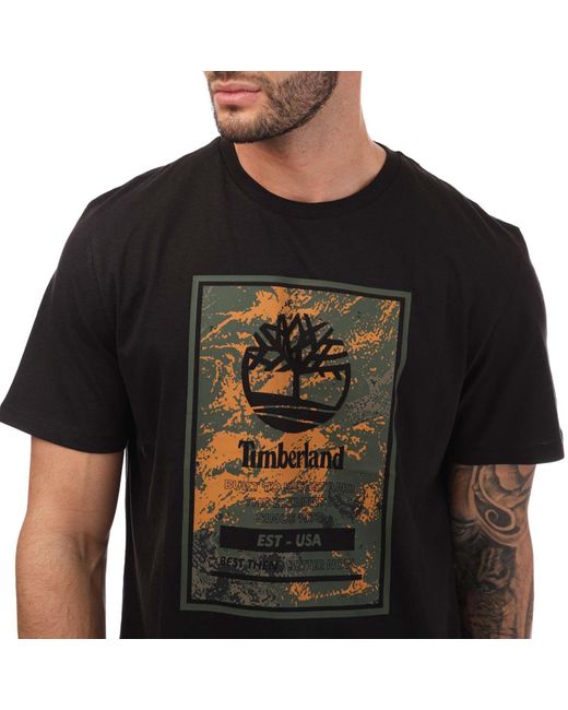 Timberland Black Printed Logo T-shirt for men