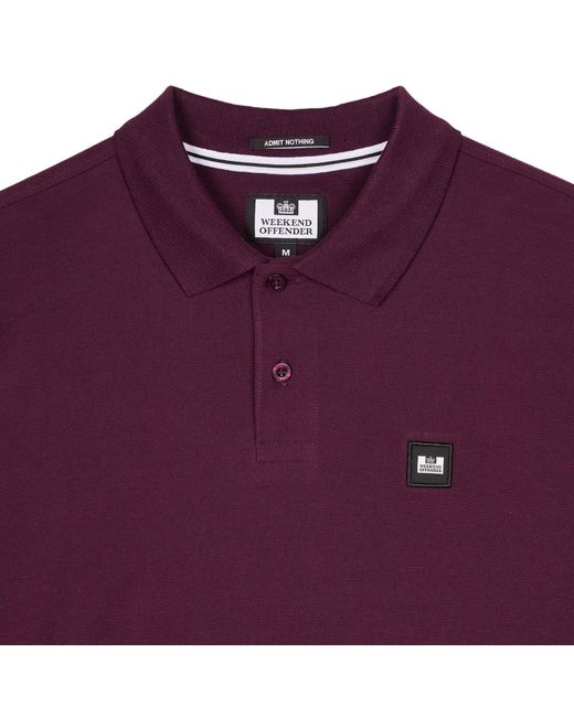 Weekend Offender Purple Dice Badge Long Sleeve Polo Shirt for men