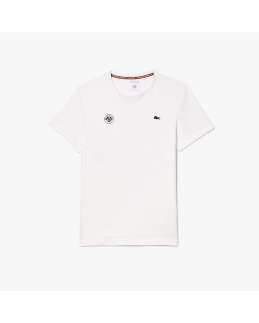 Lacoste White Roland-garros Edition Ultra Dry Tennis T-shirt for men