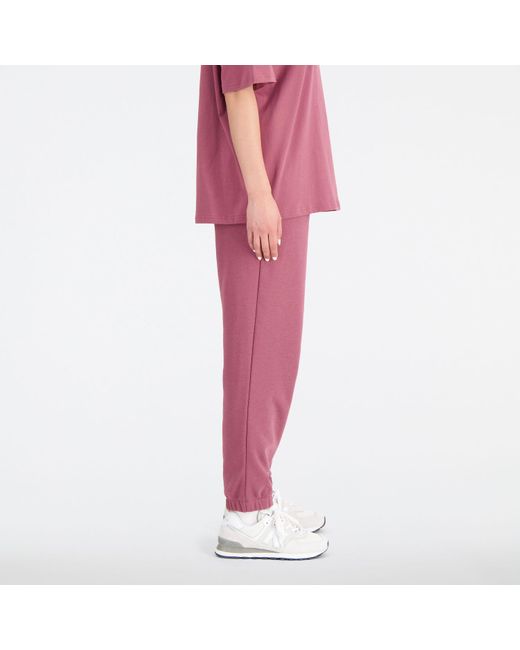 New Balance Pink Essentials Varsity Fleece Pant In Red Cotton