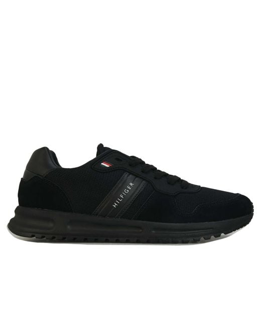 Tommy Hilfiger Black Modern Mix Runner Trainers for men