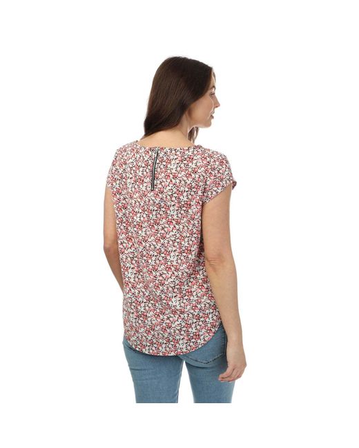 ONLY Red Vic Short Sleeve Floral Top
