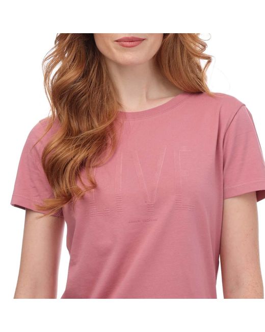 Armani Red Ladies Crew Neck T-Shirt Cotton