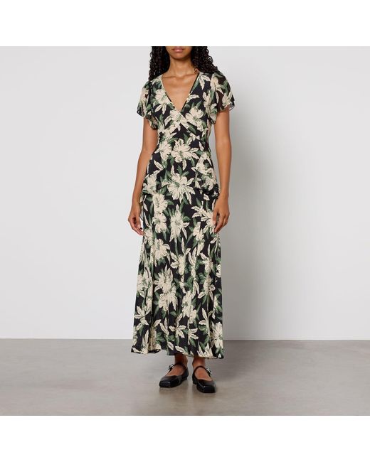 Rixo Green Evie Silk Midi Dress