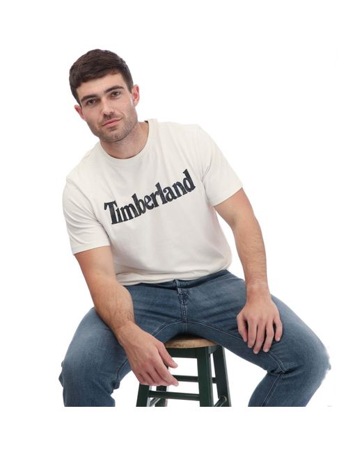 Timberland White Camo Linear Logo T-Shirt for men