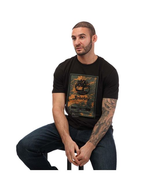 Timberland Black Printed Logo T-shirt for men