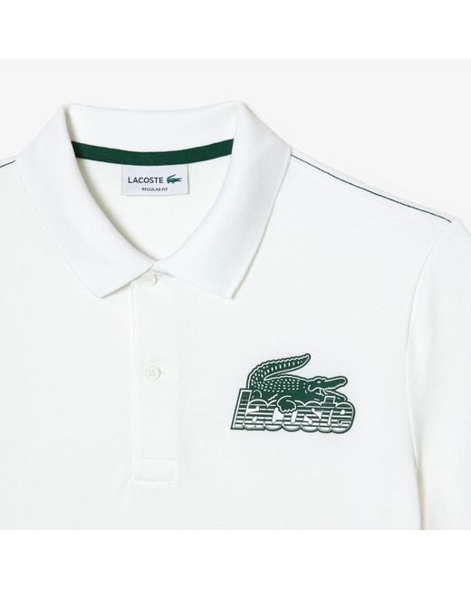 Lacoste White Cotton Mini-pique Polo Shirt for men