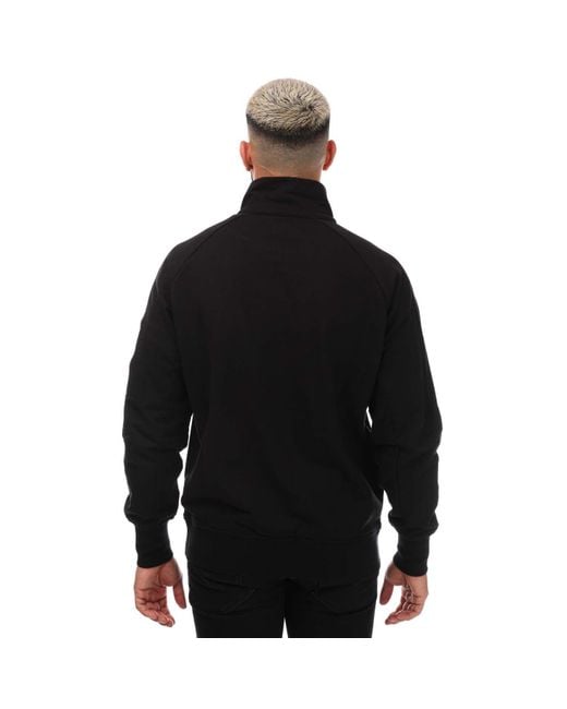 C P Company Black Diagonal Raised Half Zipped Sweatshirt for men