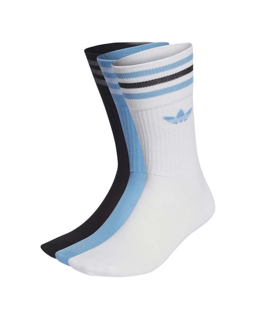 Adidas Originals Blue 3-pack Solid Crew Socks for men