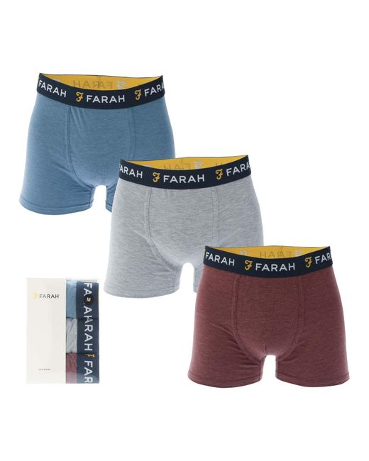 Farah Blue Gillon 3 Oack Boxer Shorts for men