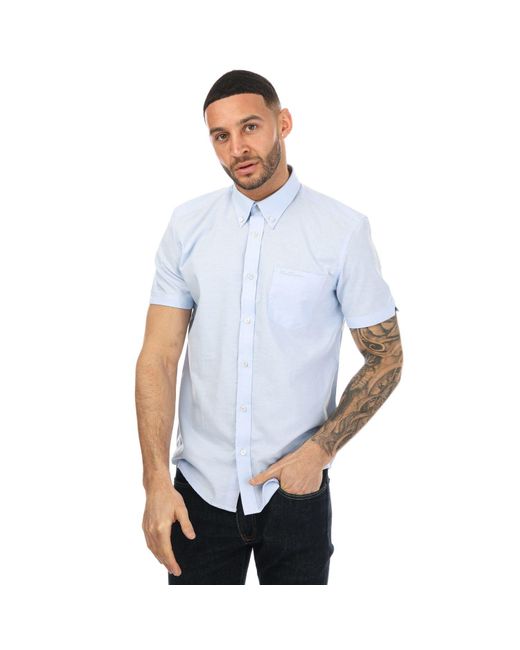 Ben Sherman Blue Short Sleeve Oxford Shirt for men