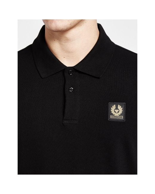 Belstaff Black Patch Logo Short Sleeve Polo Shirt for men