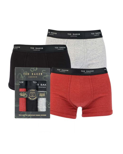 Ted Baker Red Three Pack Cotton Fashion Trunk for men