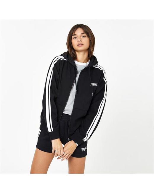Lonsdale London Iconic 2 stripe Logo Full Zip Hoodie in Black Lyst UK