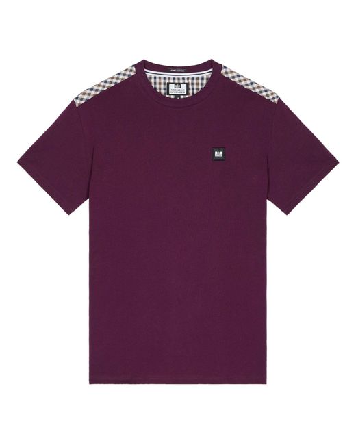 Weekend Offender Purple Diaz Check Detail T-Shirt for men